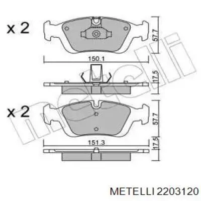 Гальмівні колодки Metelli 2203120 ціна, від 20.19 USD