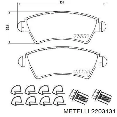 Колодки гальмівні передні, дискові 2203131 Metelli