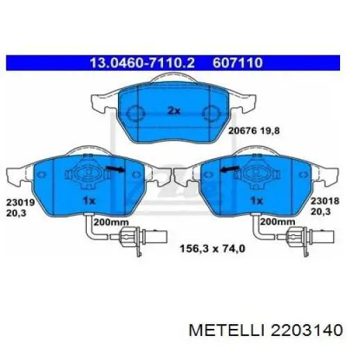 Тормозні колодки Metelli 2203140