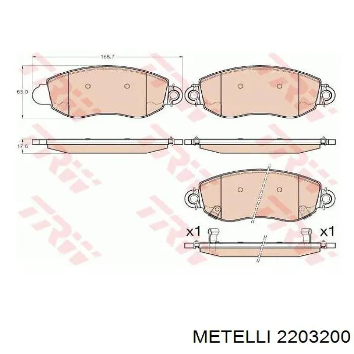 Передні тормозні колодки 2203200 Metelli