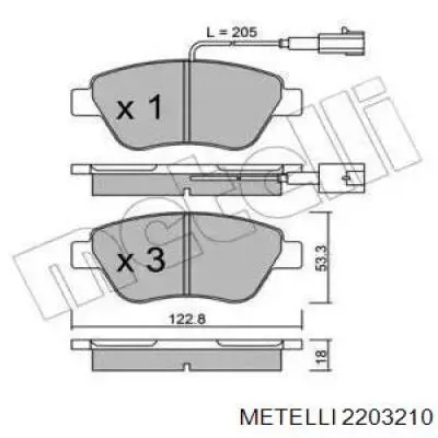 Гальмівні колодки Metelli 2203210 ціна, від 20.17 USD