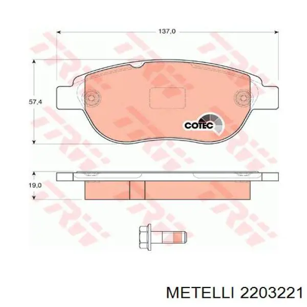 Тормозні колодки Metelli 2203221