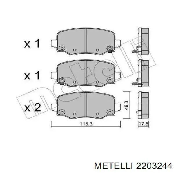Задні гальмівні колодки 2203244 Metelli