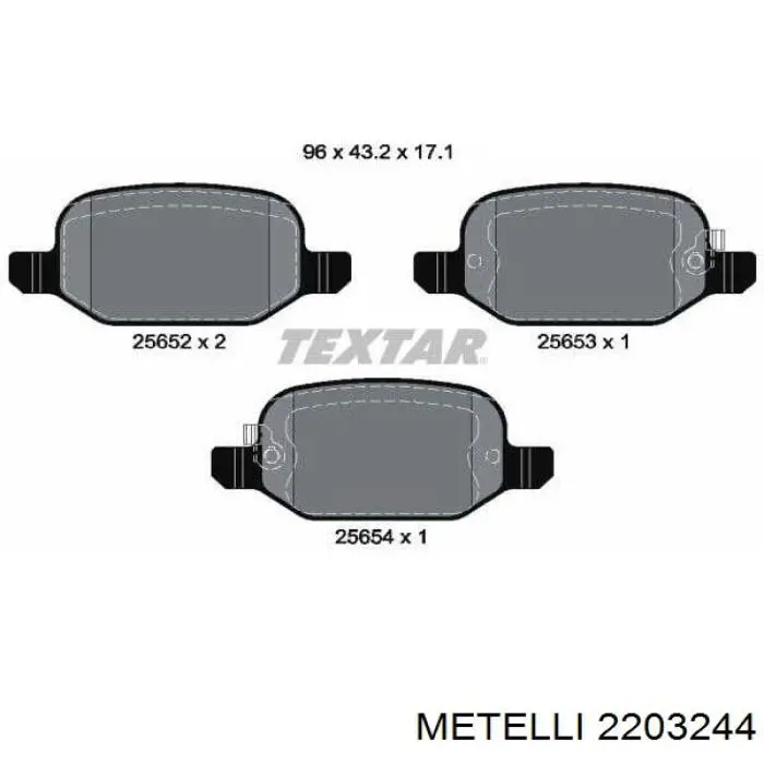 Задні гальмівні колодки Metelli 2203244 ціна, від 32.12 USD