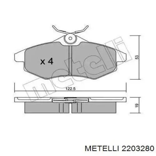 Гальмівні колодки Metelli 2203280 ціна, від 22.58 USD