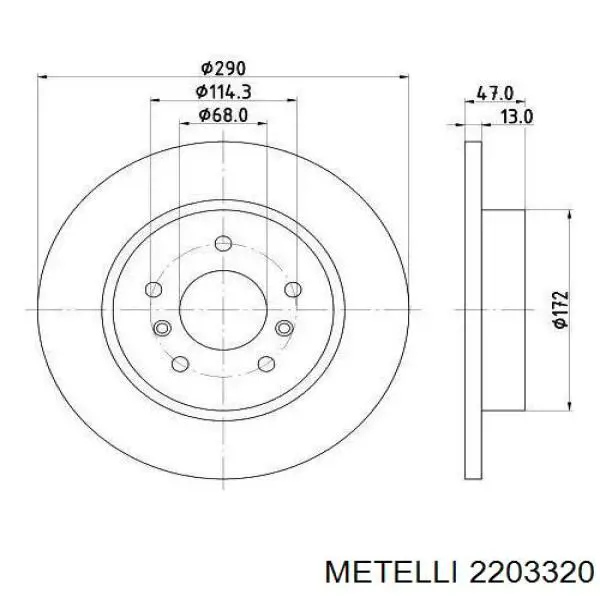 Колодки гальмівні передні, дискові 2203320 Metelli