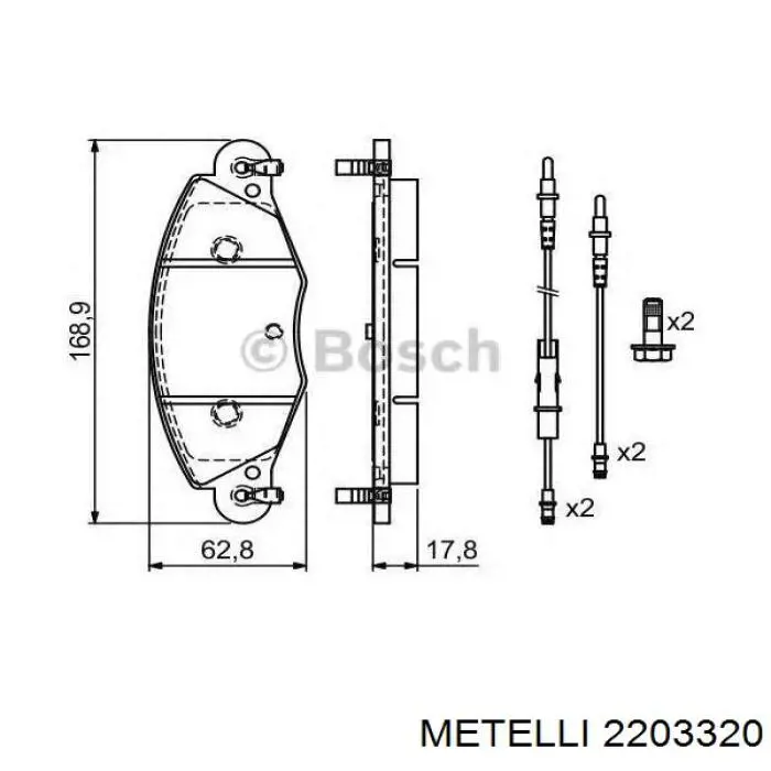 Гальмівні колодки Metelli 2203320 ціна, від 35.81 USD