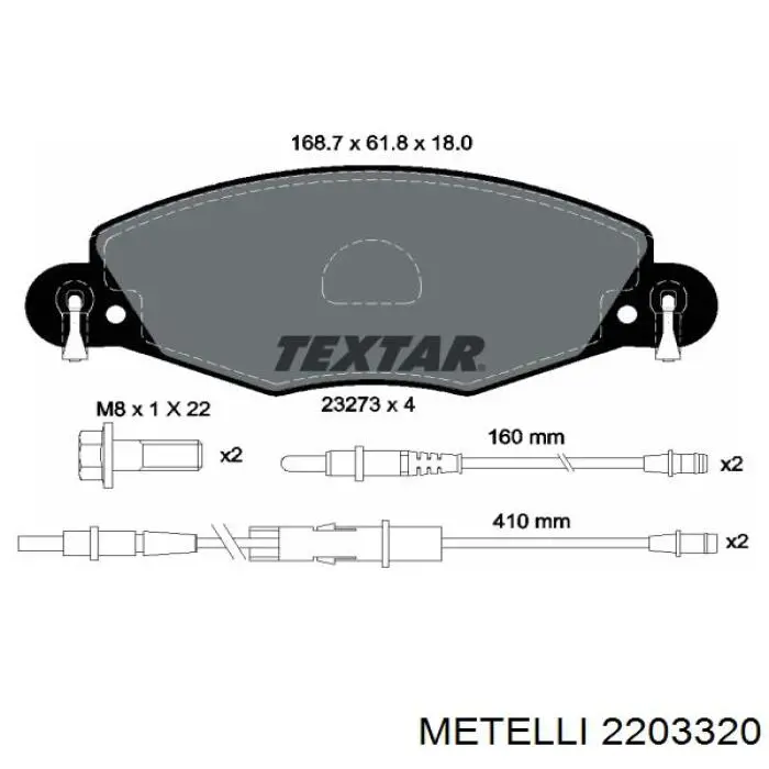 Купити 2203320 Metelli Колодки гальмівні передні, дискові