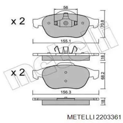 Гальмівні колодки Metelli 2203361 ціна, від 27.28 USD