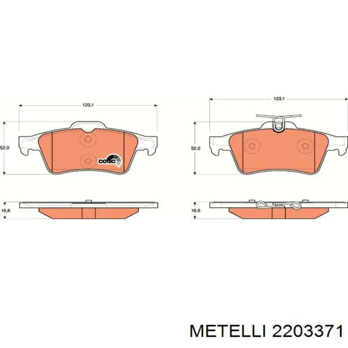 Колодки гальмові задні, дискові 2203371 Metelli