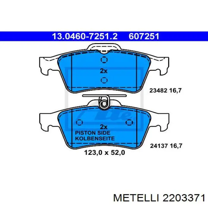 Задні гальмівні колодки Metelli 2203371 ціна, від 20.26 USD