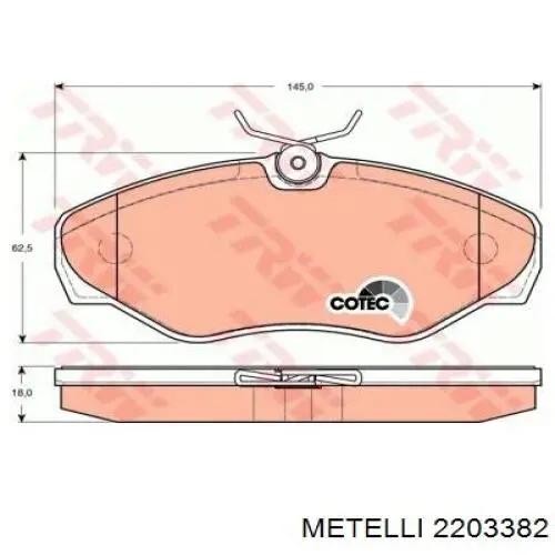 Передні тормозні колодки 2203382 Metelli