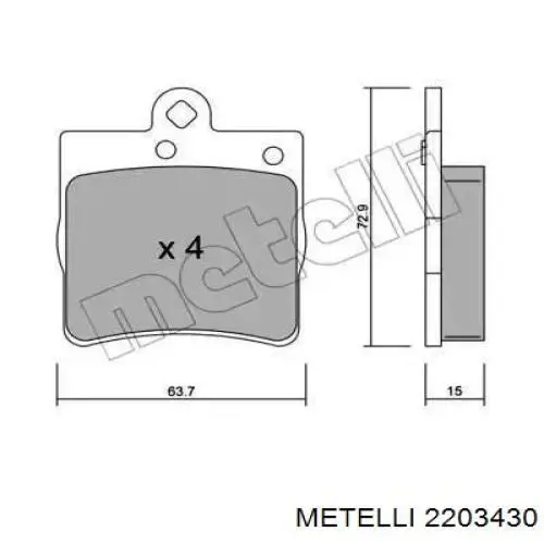 Задні гальмівні колодки Metelli 2203430 ціна, від 19.02 USD