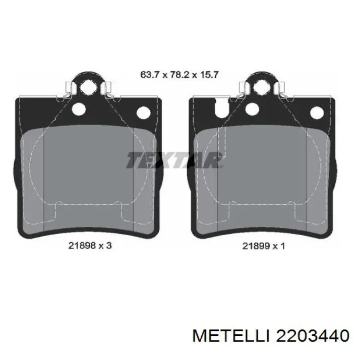 Задні гальмівні колодки 2203440 Metelli