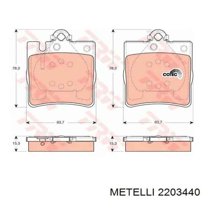 Задні дискові колодки Metelli 2203440
