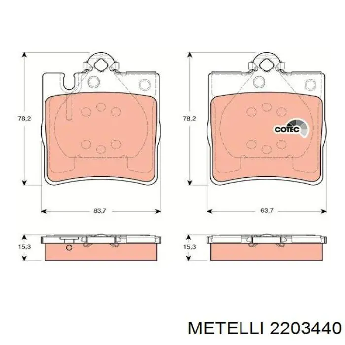 Задні гальмівні колодки Metelli 2203440 ціна, від 19.70 USD