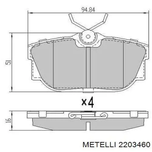Купити 2203460 Metelli Задні колодки