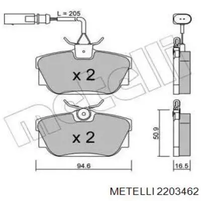 Задні гальмівні колодки Metelli 2203462 ціна, від 19.74 USD