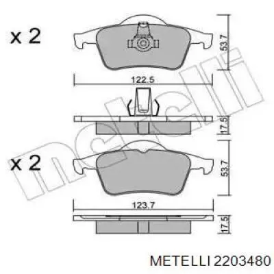 Задні гальмівні колодки Metelli 2203480 ціна, від 22.43 USD