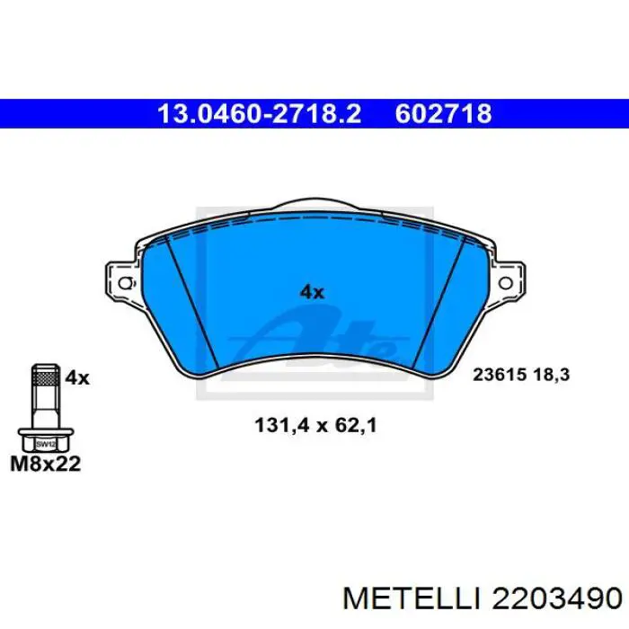 2203490 Metelli Передні гальмівні колодки