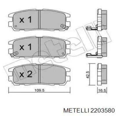 Задні гальмівні колодки Metelli 2203580 ціна, від 16.77 USD