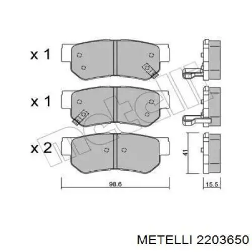 2203650 Metelli колодки гальмові задні, дискові