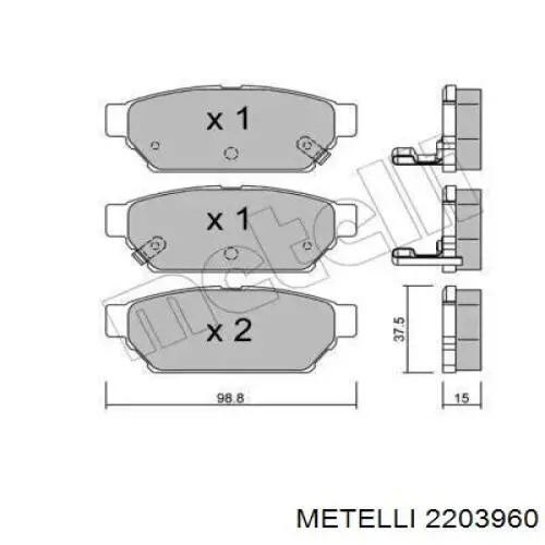 Задні гальмівні колодки Metelli 2203960 ціна, від 15.77 USD