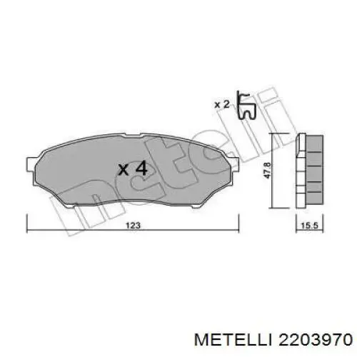 Гальмівні колодки Metelli 2203970 ціна, від 22.59 USD