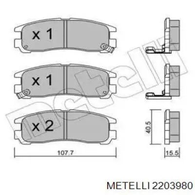 Задні гальмівні колодки Metelli 2203980 ціна, від 16.19 USD