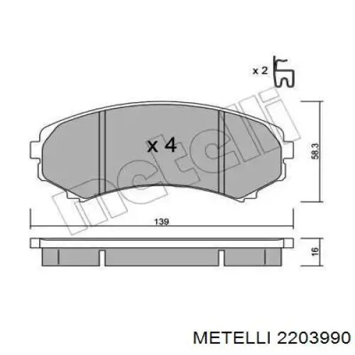 Гальмівні колодки Metelli 2203990 ціна, від 19.64 USD