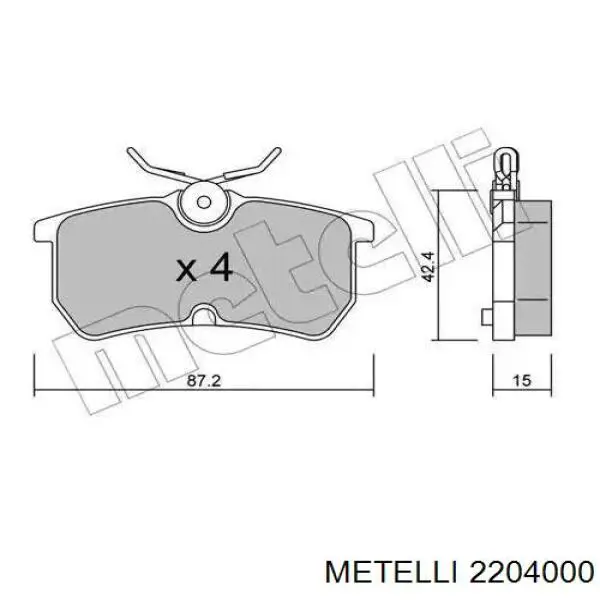 Задні гальмівні колодки 2204000 Metelli
