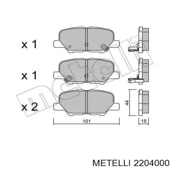 Купити 2204000 Metelli Задні колодки