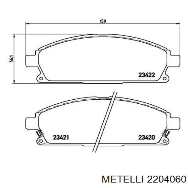 Гальмівні колодки Metelli 2204060 ціна, від 22.43 USD