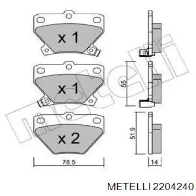 Задні гальмівні колодки Metelli 2204240 ціна, від 15.25 USD