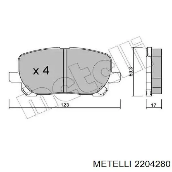 Задні гальмівні колодки 2204280 Metelli