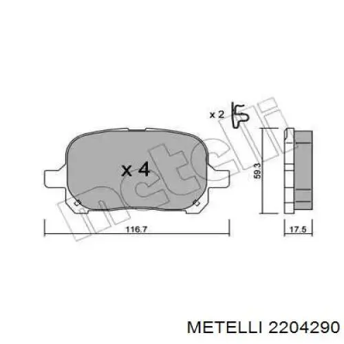 Гальмівні колодки Metelli 2204290 ціна, від 19.75 USD