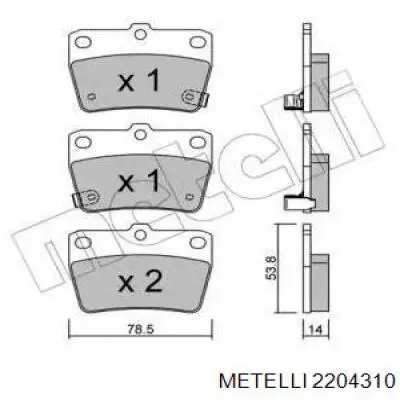Задні гальмівні колодки Metelli 2204310 ціна, від 16.41 USD