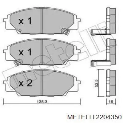 Передні тормозні колодки 2204350 Metelli