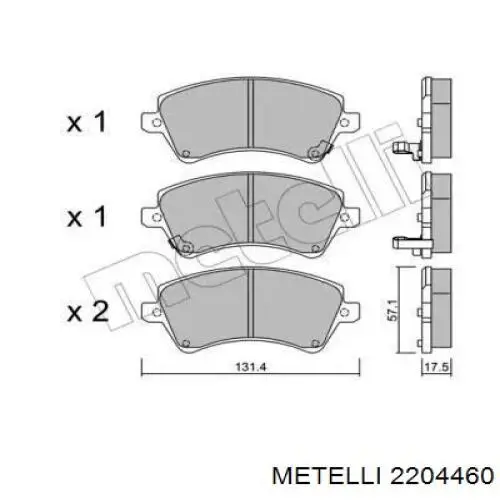 Гальмівні колодки Metelli 2204460 ціна, від 22.12 USD