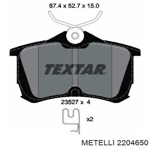 Задні дискові колодки Metelli 2204650