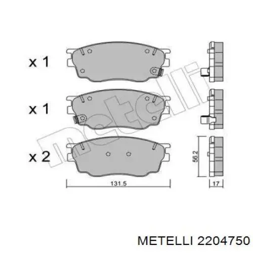 Гальмівні колодки Metelli 2204750 ціна, від 25.19 USD