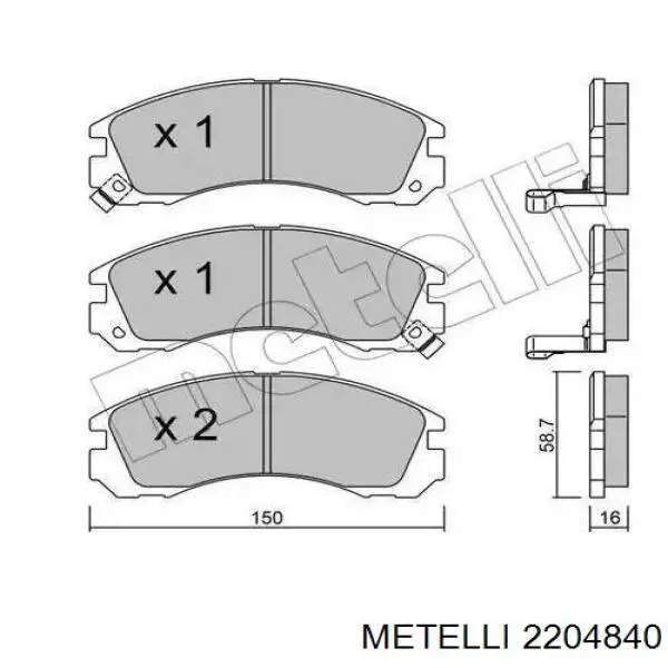 Купити 2204840 Metelli Задні колодки