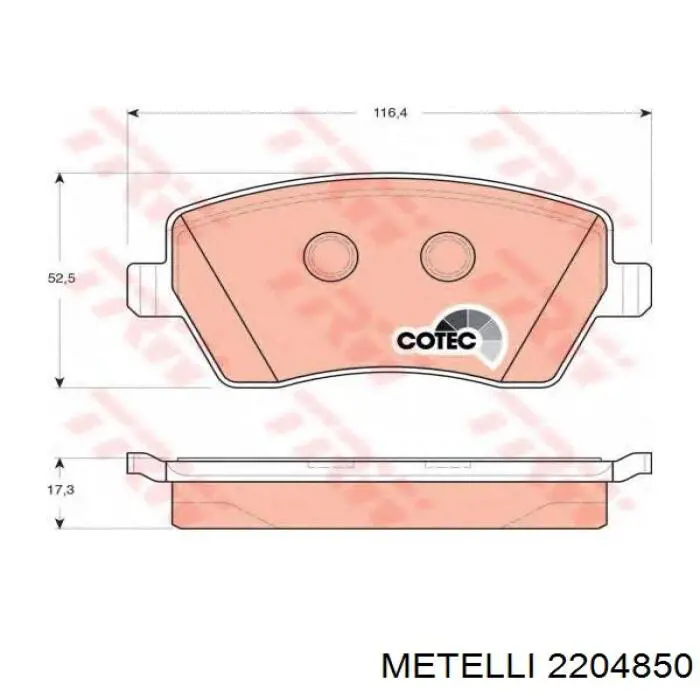 Купити 2204850 Metelli Колодки гальмівні передні, дискові
