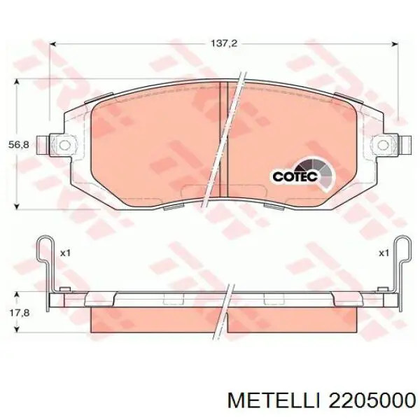 Гальмівні колодки Metelli 2205000 ціна, від 23.46 USD