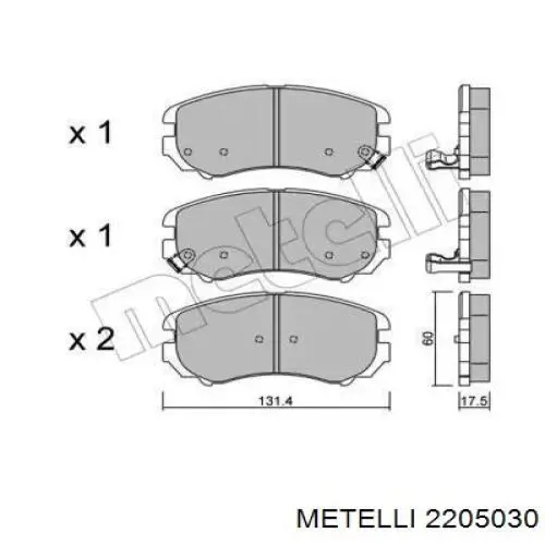 2205030 Metelli Передні гальмівні колодки