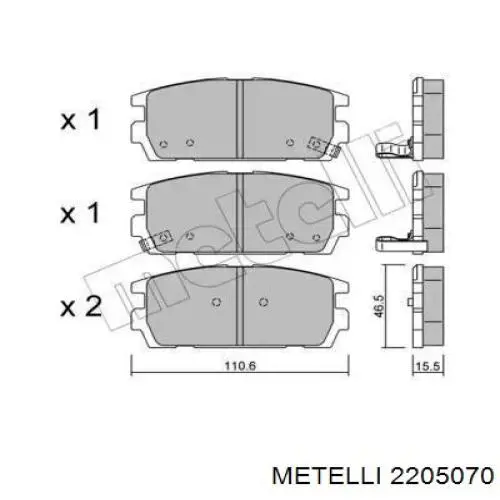 Задні гальмівні колодки Metelli 2205070 ціна, від 20.89 USD