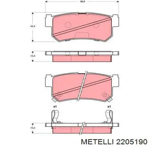 Купити 2205190 Metelli Задні колодки