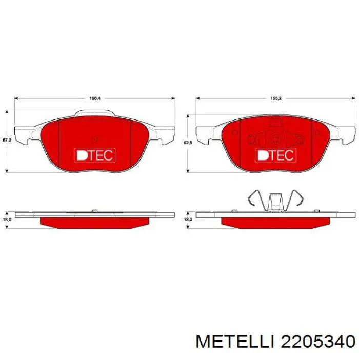 2205340 Metelli колодки гальмівні передні, дискові