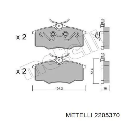 Гальмівні колодки Metelli 2205370 ціна, від 24.89 USD
