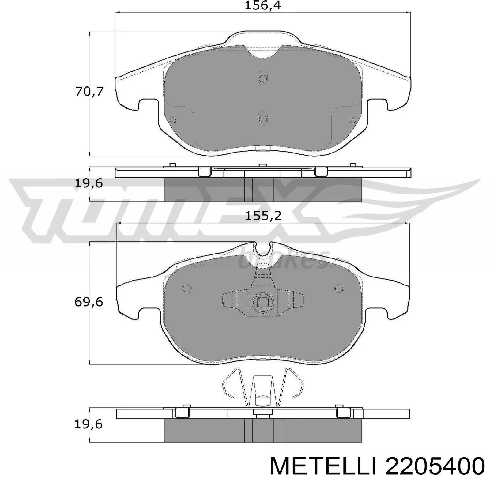 Передні тормозні колодки 2205400 Metelli